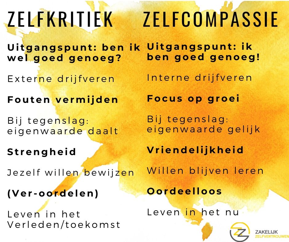 Verschil zelfkritiek en zelfcompassie zakelijk zelfvertrouwen Jikkie Has